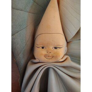 Vintage Doug Gibson Molded Blue Leather Mask Wall Art, Blue Baby Clown?, 10"